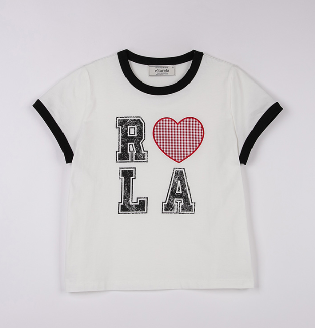 [Ive Wonyoung Worn] Rola Rola I love Rola Patchwork Ringer T-Shirt