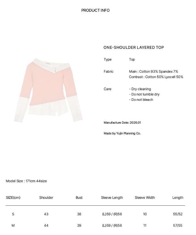 [Itzy Chaeryeong & Ive Gaeul Worn] Alki Alka One-Shoulder Layered Top