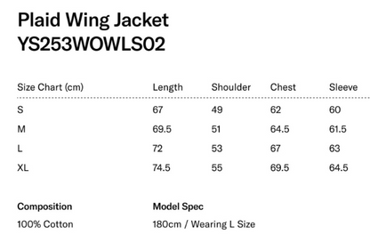 [Ateez Yeongsang Worn] YESEYESEE Plaid Wing Jacket