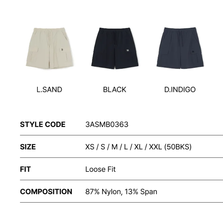 [Aespa karina Worn] 26 Summer MLB Basic Gorpcore Nylon Cargo Half-length Shorts
