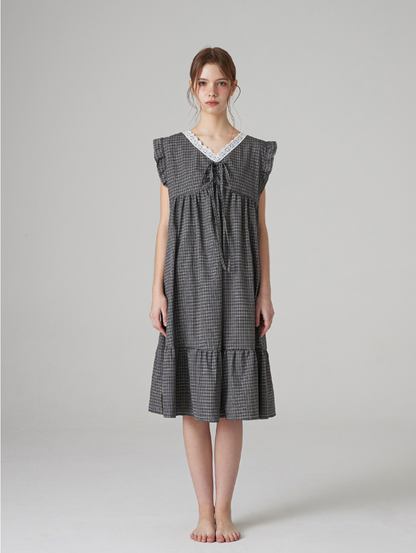 Nmixx Haewon X Dossy 26SS Silk-fit Dust Sleeveless Pajama Dress (Charcoal)