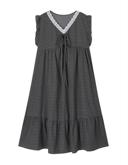 Nmixx Haewon X Dossy 26SS Silk-fit Dust Sleeveless Pajama Dress (Charcoal)