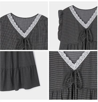 Nmixx Haewon X Dossy 26SS Silk-fit Dust Sleeveless Pajama Dress (Charcoal)