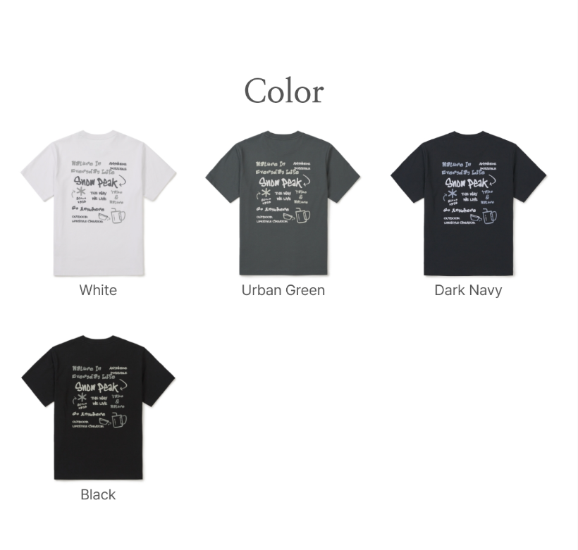 [BTS V Pick] 26SS Snow Peak Aerocool Doodle Graphic Short Sleeve T-shirt