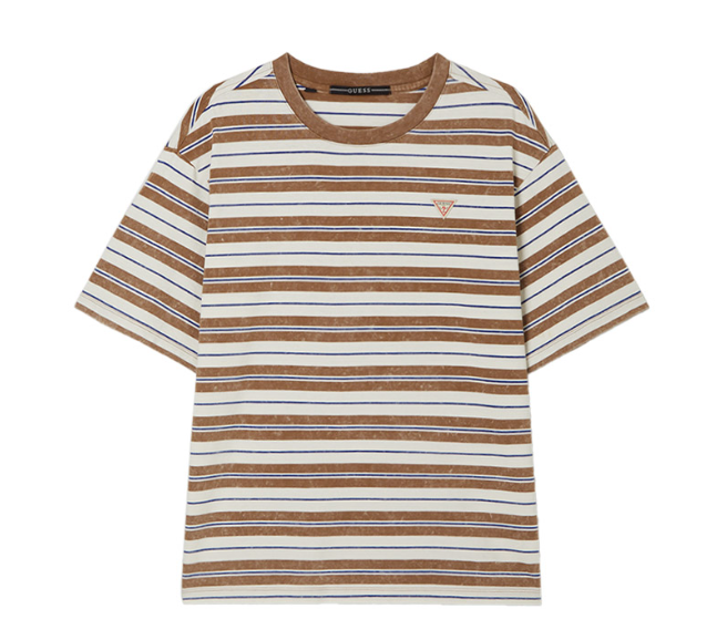 [Straykids Hyunjin Worn] 26 Summer Guess 3-Color Multi-Stripe Ringer Short Sleeve T-shirt