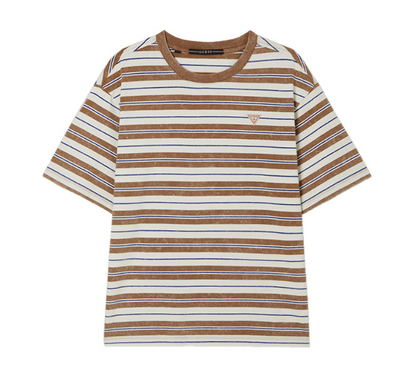 [Straykids Hyunjin Worn] 26 Summer Guess 3-Color Multi-Stripe Ringer Short Sleeve T-shirt