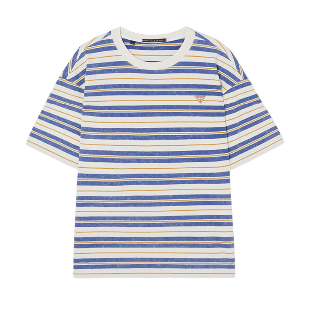 [Straykids Hyunjin Worn] 26 Summer Guess 3-Color Multi-Stripe Ringer Short Sleeve T-shirt