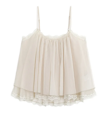 [Aespa Winter Worn] Sunburn Project Angle Lace Sleeveless Blouse