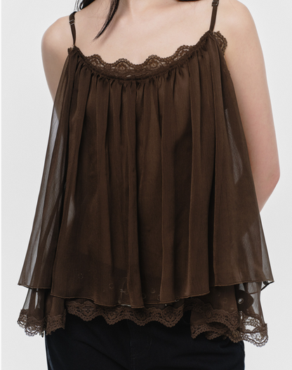 [Aespa Winter Worn] Sunburn Project Angle Lace Sleeveless Blouse