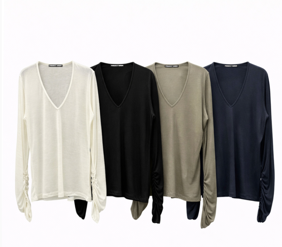 [Aespa Karina Worn] Project Wave See-through Deep V-neck T-shirt