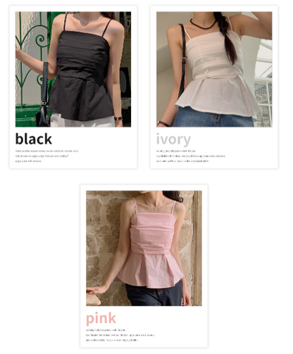 RIRINCO - Rahelidi Smocked Bending Pintuck Blouse Camisole (Adjustable Straps)