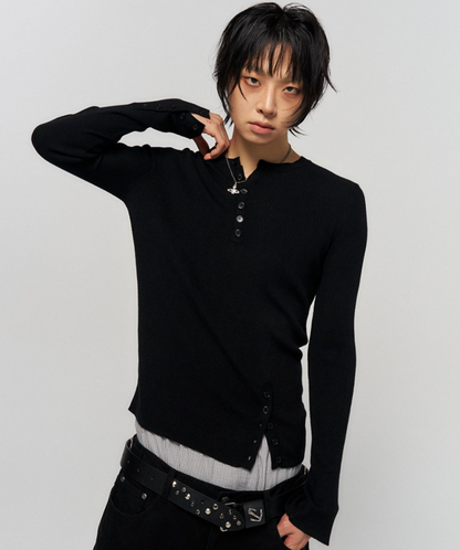 [BTS V Worn] SCHISM INDUCING Button Slit Henley Knit