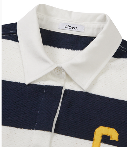 [Aespa Winter Worn] CLOVES Varsity Stripe Rugby Shirt (Navy)