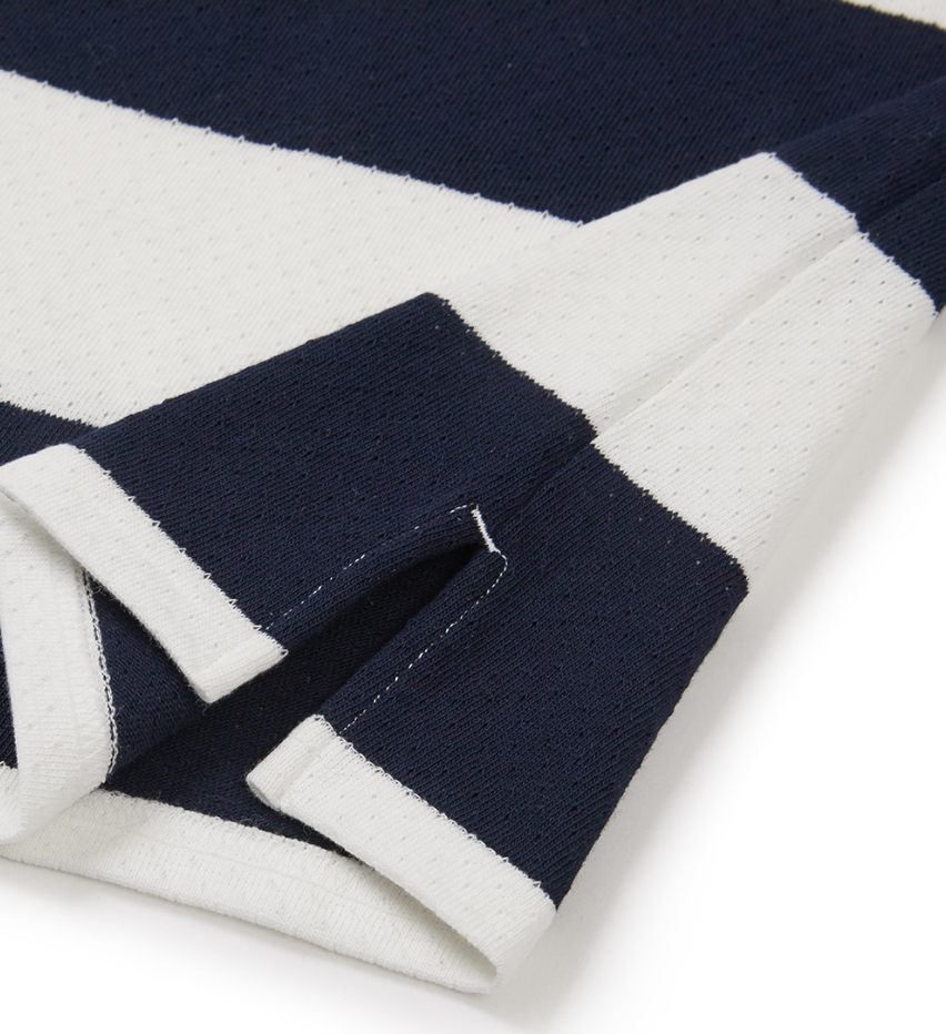 [Aespa Winter Worn] CLOVES Varsity Stripe Rugby Shirt (Navy)