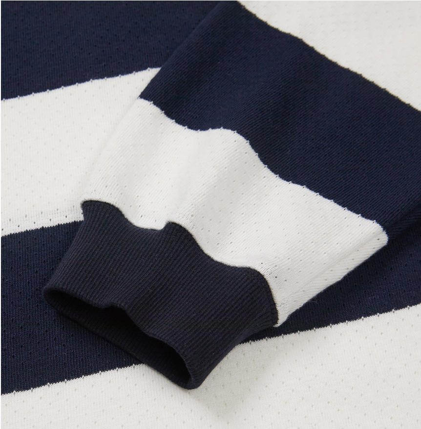 [Aespa Winter Worn] CLOVES Varsity Stripe Rugby Shirt (Navy)