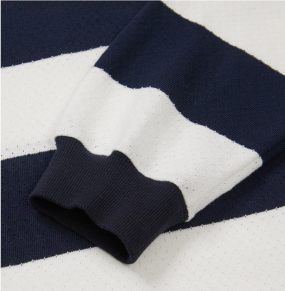 [Aespa Winter Worn] CLOVES Varsity Stripe Rugby Shirt (Navy)