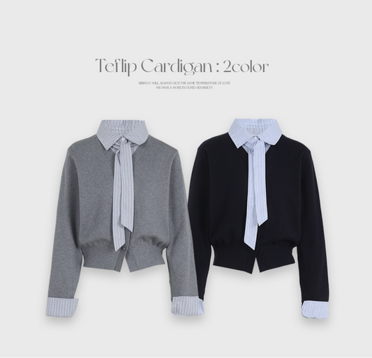 RIRINCO - Teflip Shirt Layered Knit Cardigan