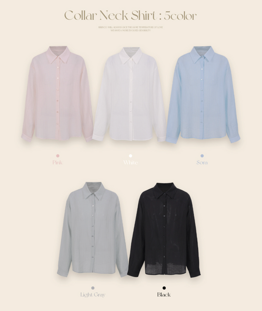 RIRINCO - Only Sheer Collared Neck Shirt