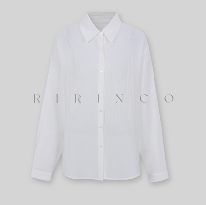RIRINCO - Only Sheer Collared Neck Shirt