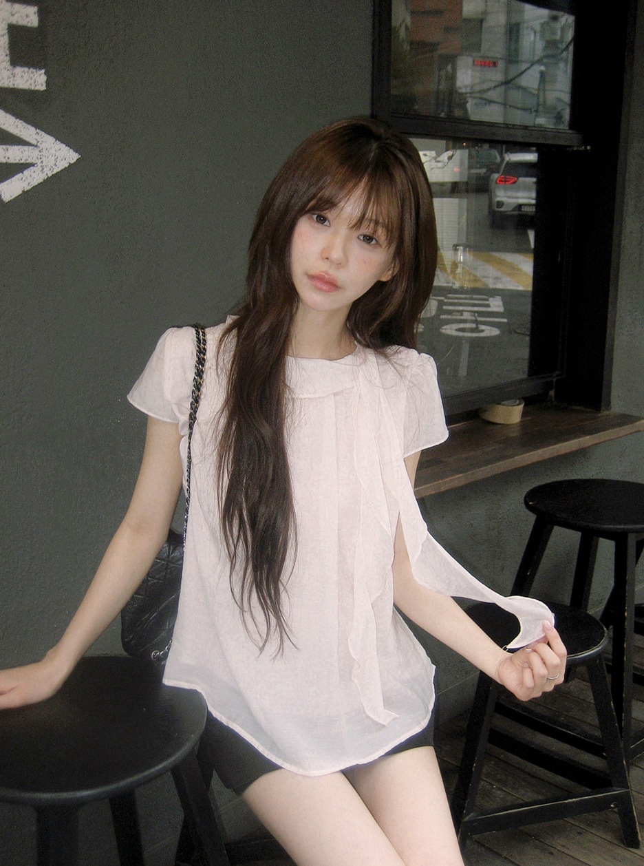 SHOPPERLAND - Chiffon Tie Blouse