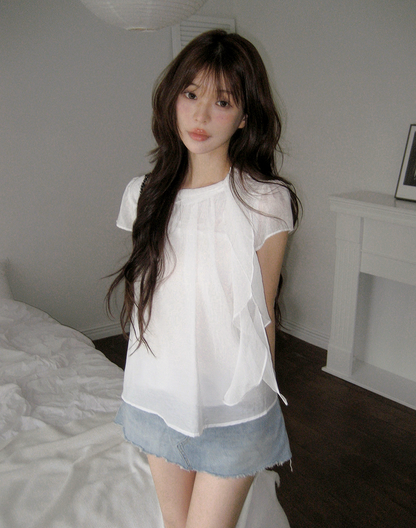 SHOPPERLAND - Chiffon Tie Blouse