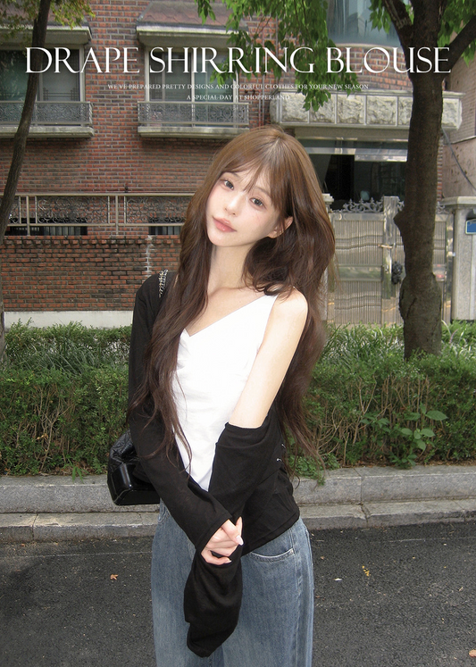 SHOPPERLAND - Drape Shirring Blouse