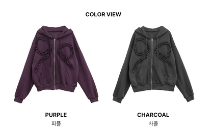 Binary01 - Becken Ribbon Zip-up Hoodie