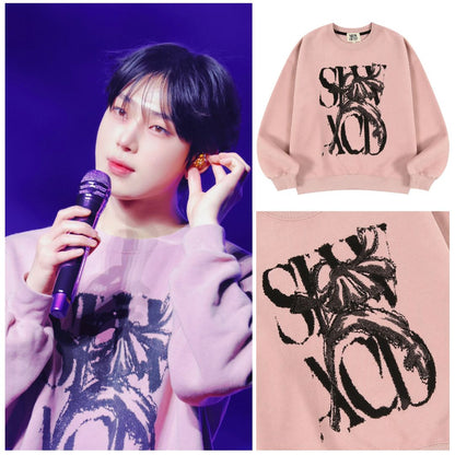 Slow Acid Peach Skin Rusty Logo Sweatshirt Seen Worn by ENHYPEN SUNOO