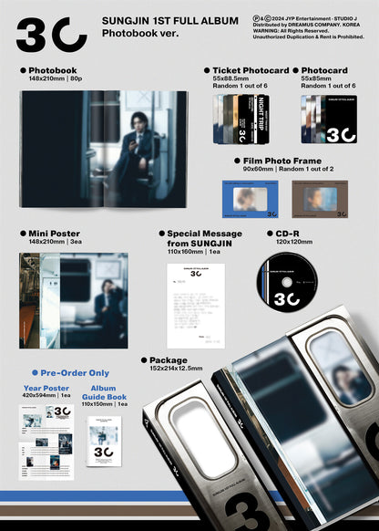 DAY6 - Sungjin - 1st Album: 30 (Photobook-Postcard-Platform Album)