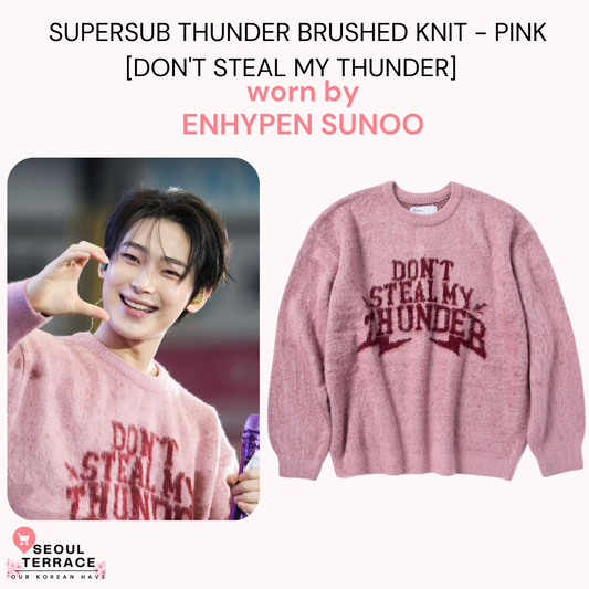 THUNDER BRUSHED KNIT (UNISEX) PINK [DON'T STEAL MY THUNDER] worn by ENHYPEN SUNOO