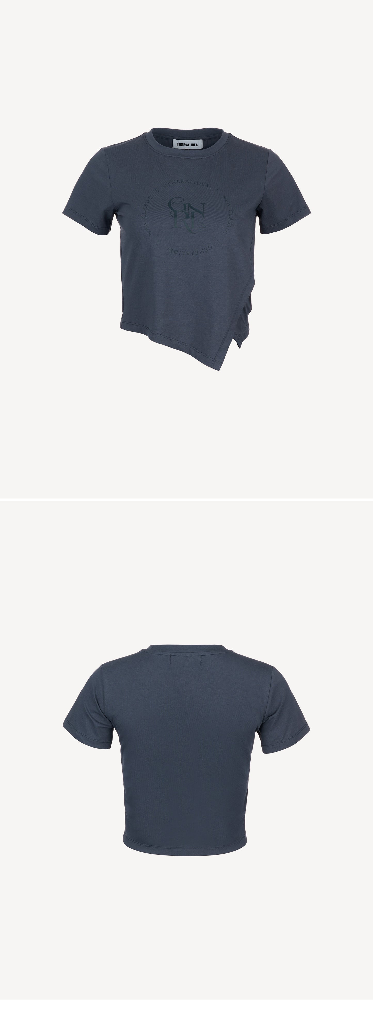 GENERAL IDEA -  WOMAN GNRL Unbalanced Silk Span Short Sleeve T-shirt [DUST BLUE]