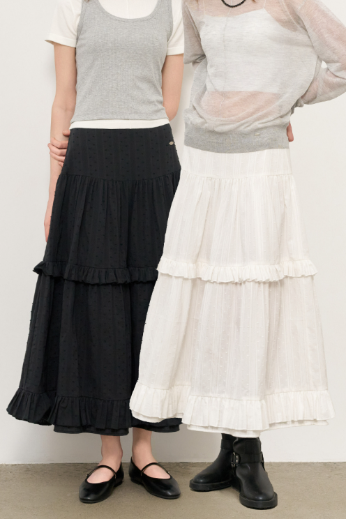 GENERAL IDEA - WOMAN Frill Tiered Long Skirt