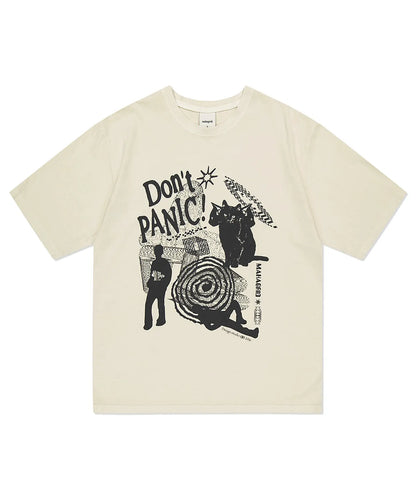 Worn by Seventeen Jeonghan - mahagrid – DON’T PANIC Pigment Tee (Charcoal)