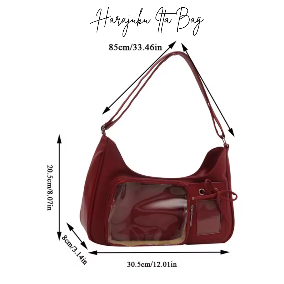 Y2K Harajuku Ita-bag – Transparent Preppy Shoulder Bag for Plushie Collections & Photocards