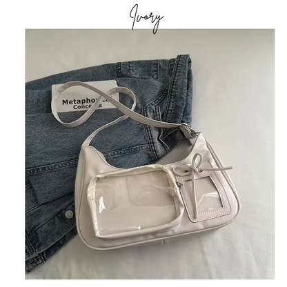 Y2K Harajuku Ita-bag – Transparent Preppy Shoulder Bag for Plushie Collections & Photocards
