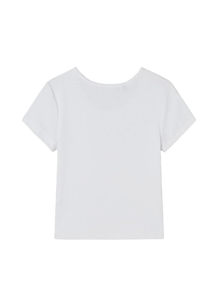 [BAE SUZY WORN] GUESS - Women's Original Triangle Ribbed Short Sleeve T-shirt