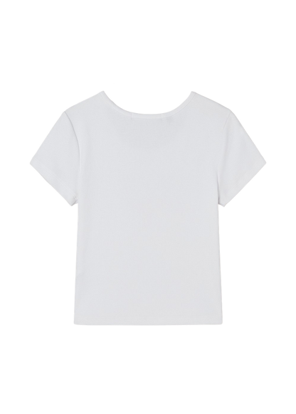 [BAE SUZY WORN] GUESS - Women's Original Triangle Ribbed Short Sleeve T-shirt