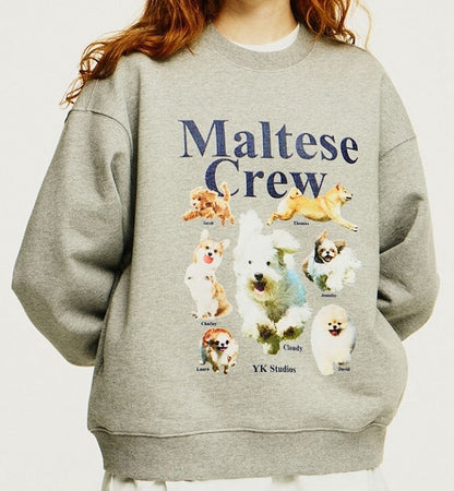 [Lesserafim Chaeyeon Worn] Wai Kei Maltese Crew Sweatshirts