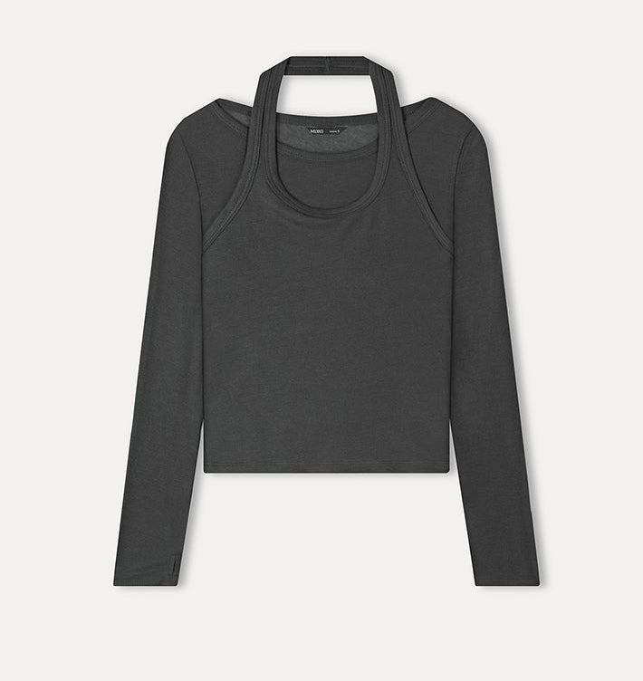 MIXXO - Halter Neck Layered Long Sleeve T-Shirt