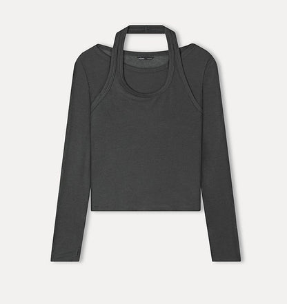 MIXXO - Halter Neck Layered Long Sleeve T-Shirt