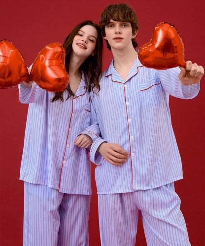 Nmixx Haewon X Dossy Silk Fit Chloe Long Sleeve Couple Pajama Set (Sky)