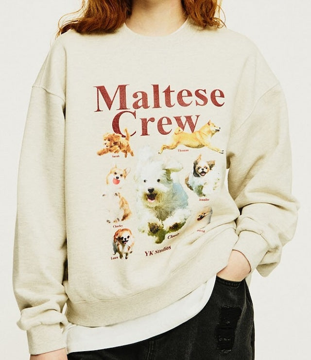 [Lesserafim Chaeyeon Worn] Wai Kei Maltese Crew Sweatshirts