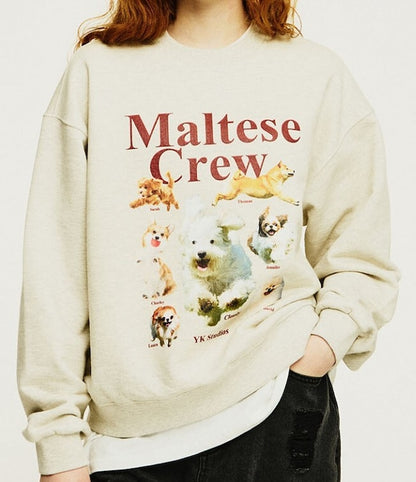 [Lesserafim Chaeyeon Worn] Wai Kei Maltese Crew Sweatshirts