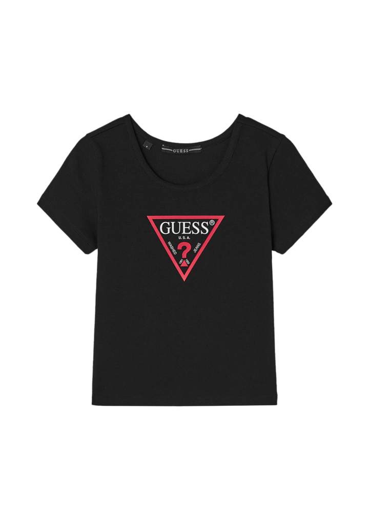 [BAE SUZY WORN] GUESS - Women's Original Triangle Ribbed Short Sleeve T-shirt