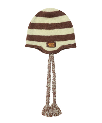 [AESPA Giselle Worn] WACKY WILLY Striped tassel beanie / Knit Muffler / Knit Gloves (2 colors)