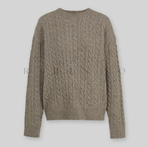 RIRINCO - Nuelore Wool Round Neck Cable Knit Sweater