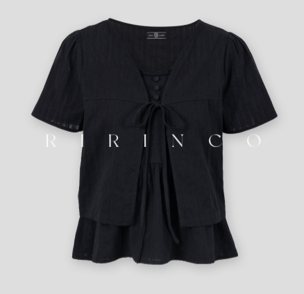 RIRINCO - Fruining Cotton Lace Short Sleeve Cardigan Camisole Two-Piece Set