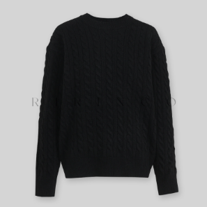 RIRINCO - Nuelore Wool Round Neck Cable Knit Sweater