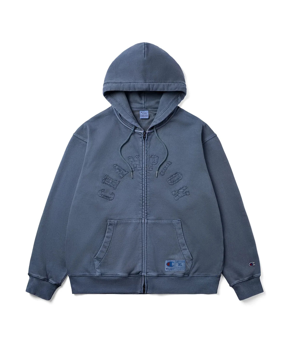 BTS V TAEHYUNG x CHAMPION Arch Logo Loose Fit Applique Dyed Zip-Up Hoodie