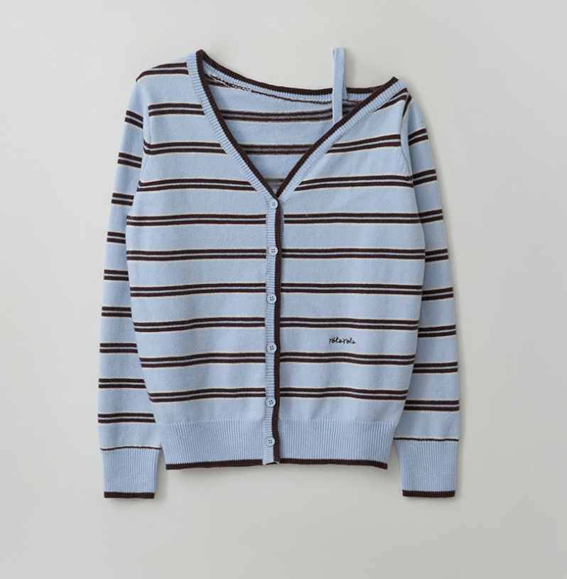 IVE Wonyoung Worn - ONE OFF SHOULDER STRIPE WOOL BLENDED